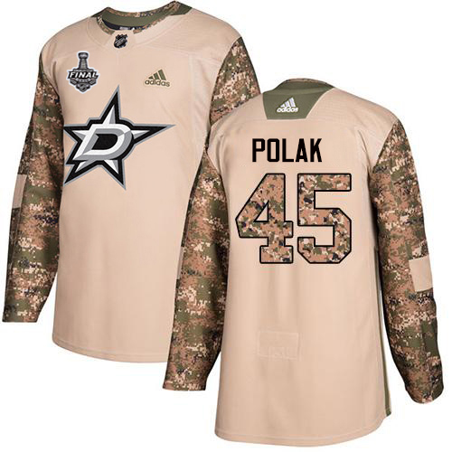 Adidas Men Dallas Stars 45 Roman Polak Camo Authentic 2017 Veterans Day 2020 Stanley Cup Final Stitched NHL Jersey